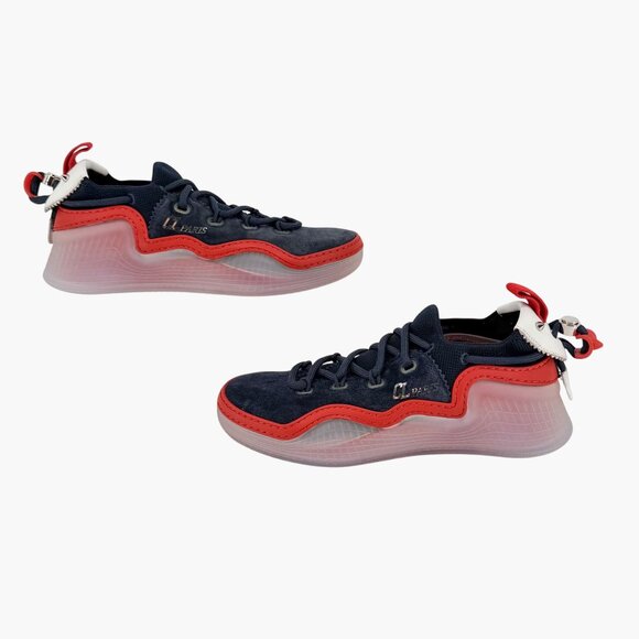 Christian Louboutin Arpoador Navy Blue Drawstring Sneakers Size 37 US 7 Women - Picture 9 of 15